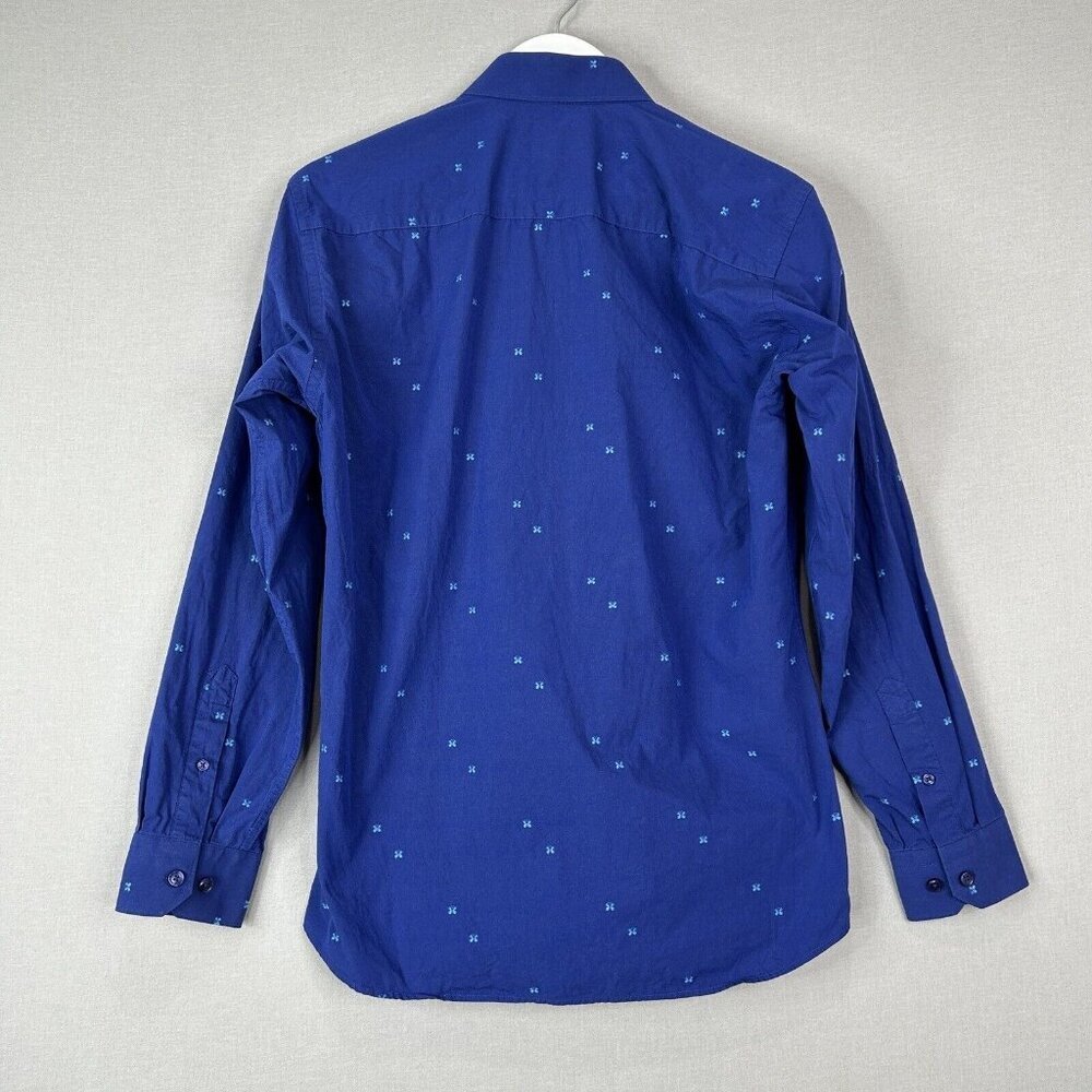 Jared Lang Mens Dress Shirt Medium Blue Butterfly Button Front Work Date Night - Picture 8 of 15